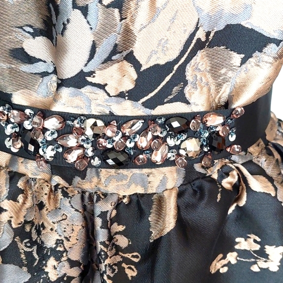 NWOT Donna Ricco black and silver floral brocade midi dress, size 16 - Picture 5 of 12